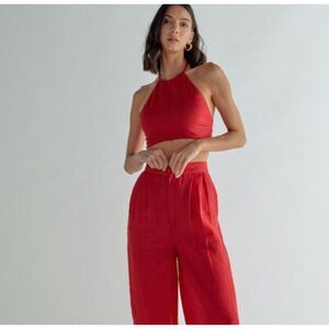 Red Halter Crop Top